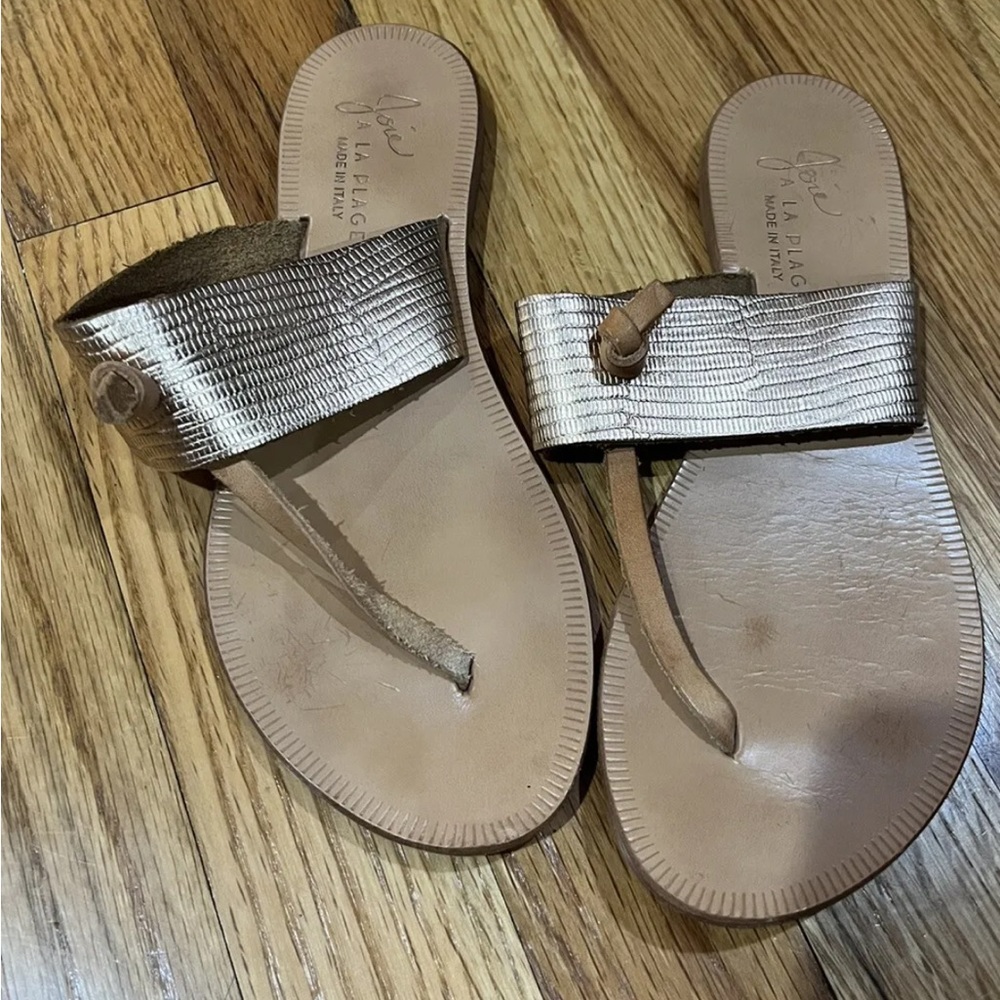 Italian Leather Sandals Metallic Rose Gold By Joie A LA Plage Size 6 Vero Cuiuo